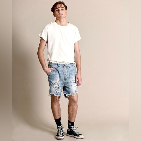 NEW! ONE TEASPOON MAN MR PINKs DISTRESSED DENIM SHORTS Relaxed Fit S… - Picture 2 of 13